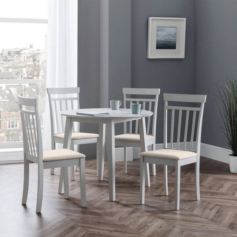 Image of Julian Bowen Coast Dropleaf Table With Chair Options - Grey - Dining Table & 4 Chairs Grey WJXN0 Unisex