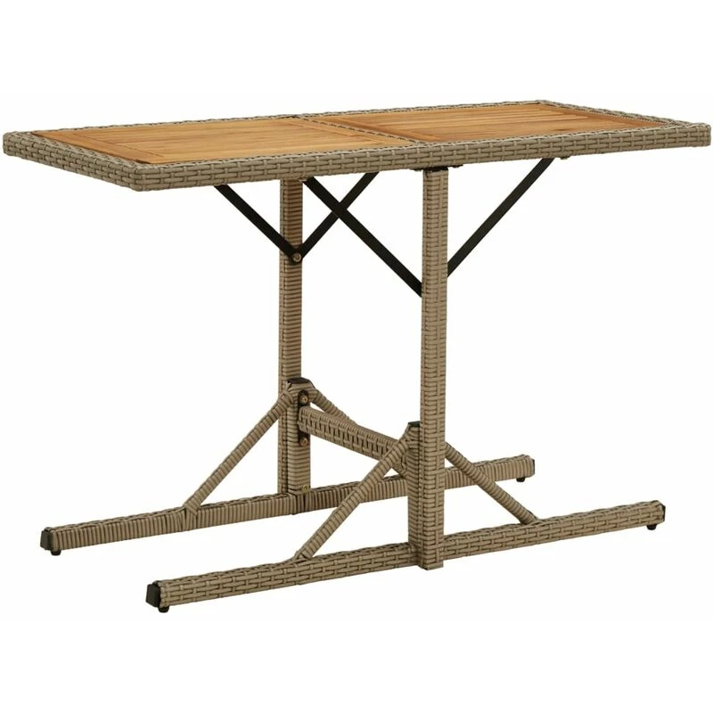 Image of vidaXL Garden Table Beige Solid Wood Acacia and Poly Rattan, Cream 316801