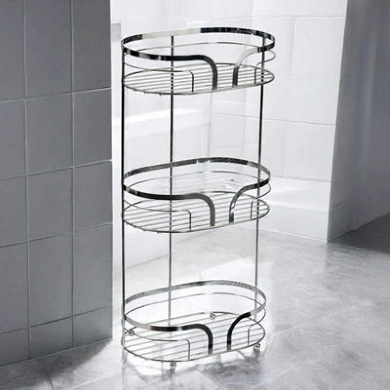 Image of Showerdrape Dante Steel Floor Bathroom Caddy Storage Silver