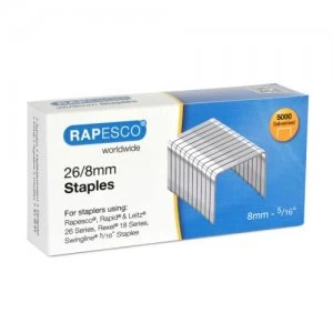 Image of Rapesco 26/8mm Galvanised Staples (Pk5000)