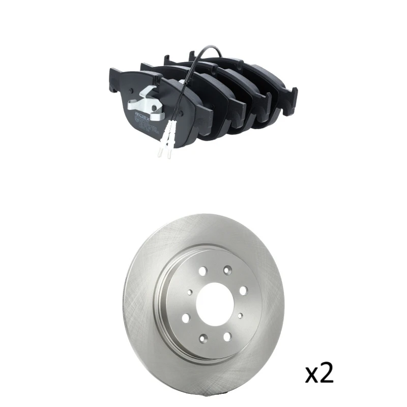 Image of RIDEX 3405B3185 Brake disc and pads set Front Axle, Brake Disc Type: internally vented, incl. wear warning contact Brake Set,disc brakes (3405)