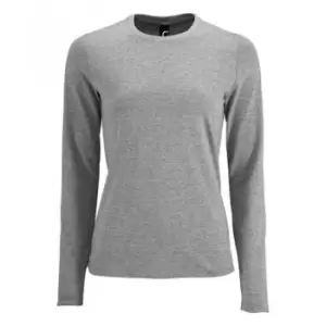 Image of SOLS Womens/Ladies Imperial Long Sleeve T-Shirt (L) (Grey Marl)