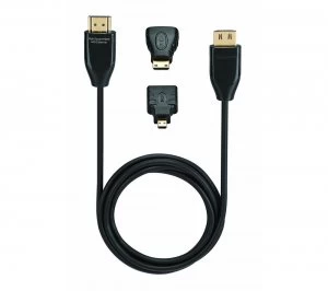 image of Sandstrom S15TH116 Ultra Thin HDMI A to HDMI A Cable and Micro Adapters 1.5 m