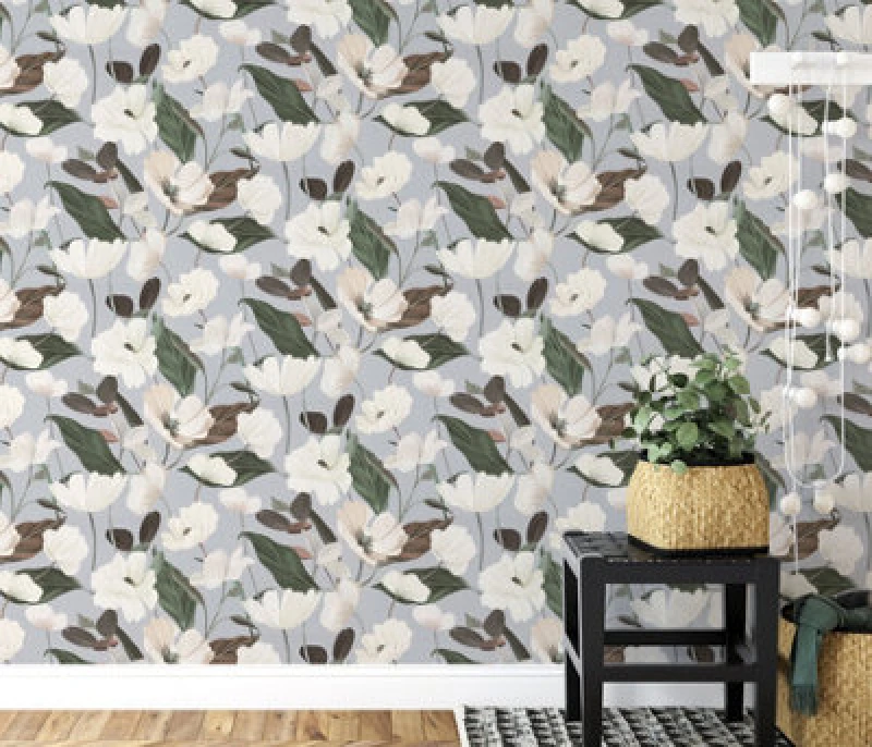 Image of Erismann Wallpaper Fairy Blossom Light Grey