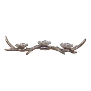 image of 3 Piece Silver Metal Antler Candle Holder