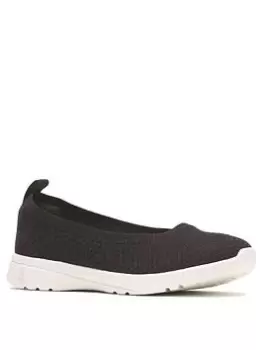 Image of Hush Puppies Good Ballet Plimsoll, Black, Size 5, Women