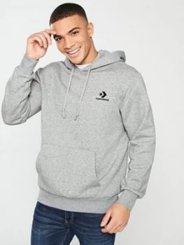 Converse Star Chevron Overhead Hoodie - Grey Marl, Grey Heather, Size L, Men