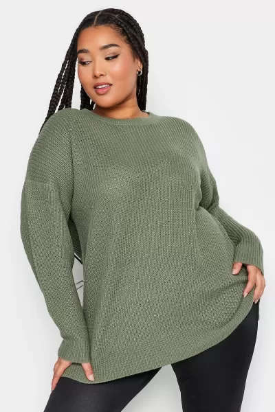 Image of Yours Yours Drop Shoulder Jumper Solid Sage, Green, Size 18-20, Women