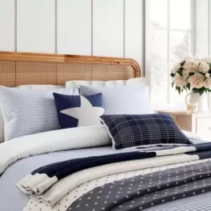 image of Helena Springfield Ticking Stripe Kingsize Duvet Cover Set, Blue