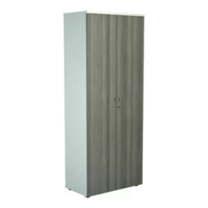 image of Jemini Wooden Cupboard 800x450x2000mm White/Grey Oak KF811121