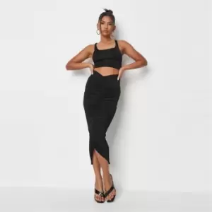 Missguided Ruched Front Midi Skirt Coord - Black