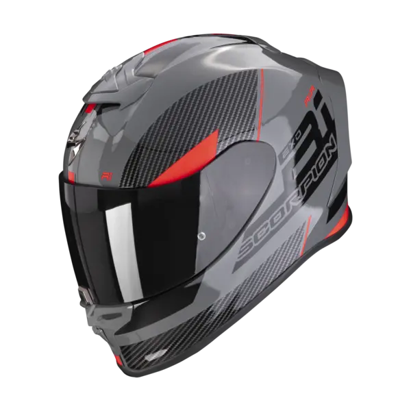 image of Scorpion Exo-R1 Evo Air Final Grey-Black-Red Full Face Helmet Size L