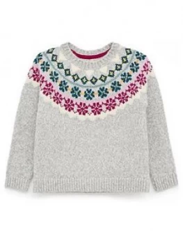 image of White Stuff Girls Winter Frost Knitted Jumper - Light Grey