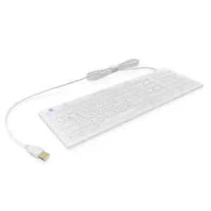 image of ICY BOX KSK-6031INEL-Wh Corded Antibacterial keyboard German, QWERTZ White Dustproof, Splashproof, Backlit