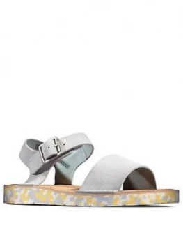 image of Clarks Lunan Strap Leather Flat Sandal - Light Blue