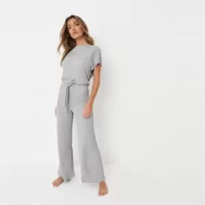 Missguided Thick Tie Waist Jumpsuit - Grey