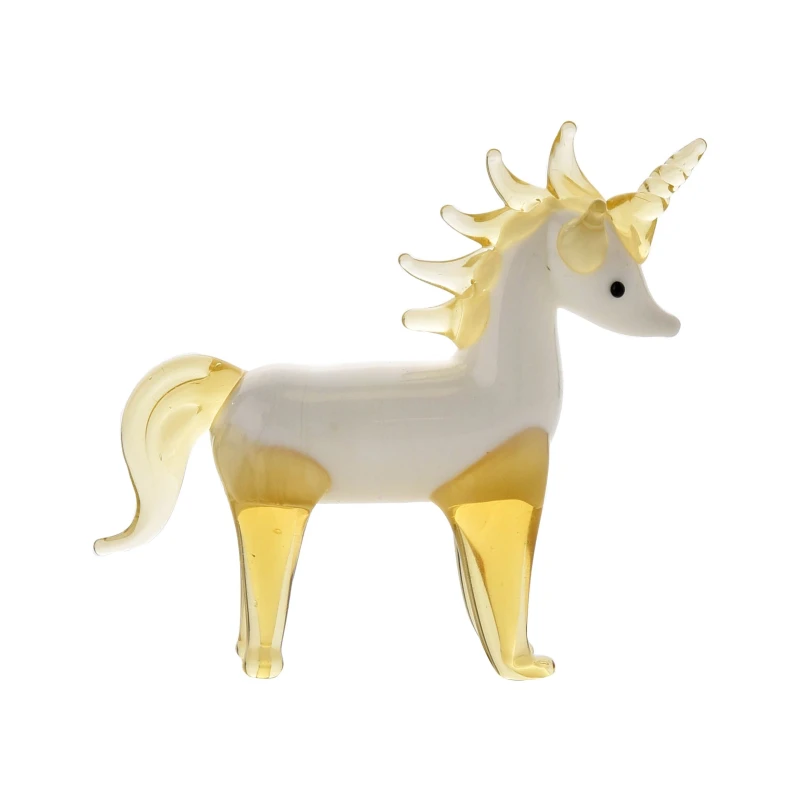 Image of Objets d'Art Miniature Glass Figurine - White Unicorn Multi