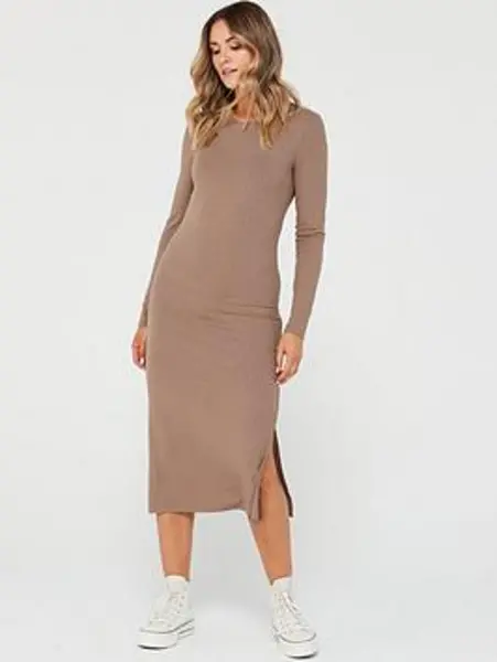 Image of Pieces Fossil Kylie Midi Dress Stone Female M 190431UK