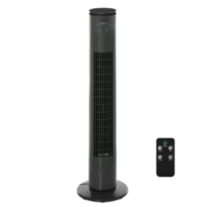 image of HOMCOM 30'' Freestanding Tower Fan, 3 Speed 3 Mode, 10h Timer, 70 Degree Oscillation, LED Light, 5M Remote Controller, Dark Grey