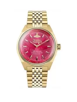 image of Vivienne Westwood Lady Sydenham Ladies Quartz Watch with Hot Pink Dial & Gold Stainless Steel Bracelet, Gold, Women