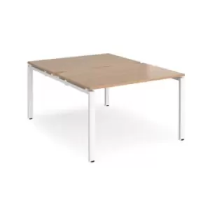 Image of Bench Desk 2 Person Starter Rectangular Desks 1200mm Beech Tops With White Frames 1600mm Depth Adapt