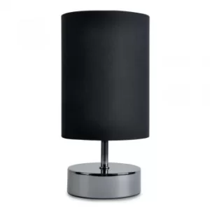 Image of Malin Black Chrome Touch Table Lamp With Black Shade