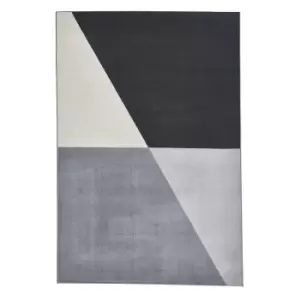 Image of Modern Geometric Rug - Grey/Black
