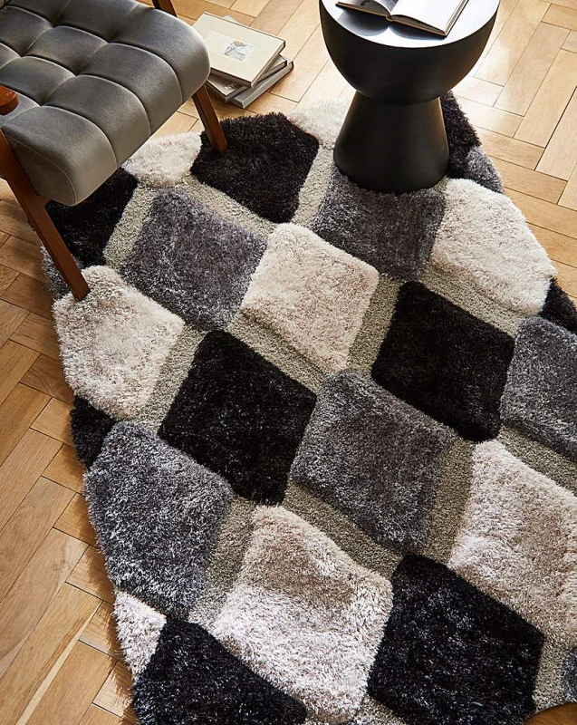 Image of Origins Geo Shaggy Cosy Rug Grey - Origins - Size: 120X170 Grey 120X170 MN14603