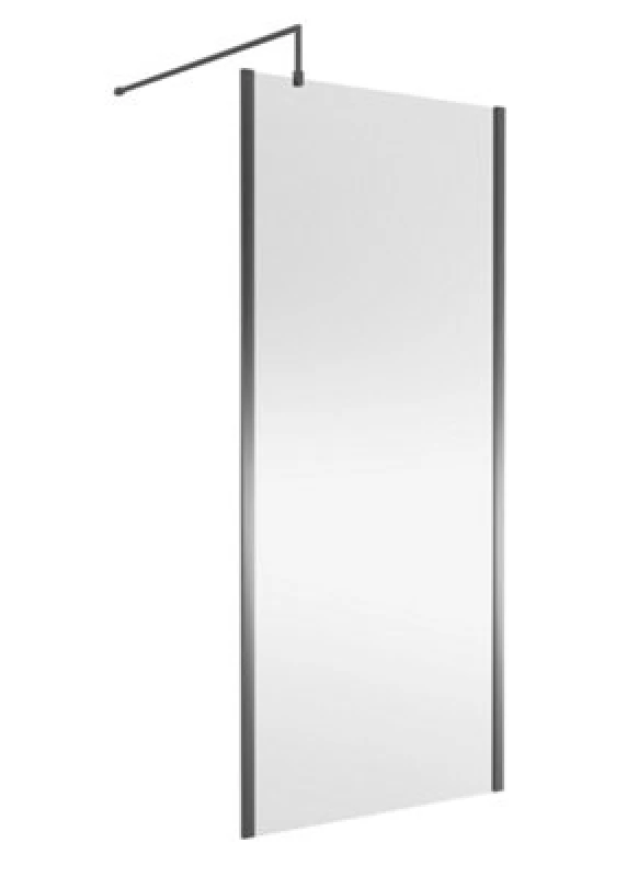Image of Nuie Wetroom Screen Outer Frame, Durable Frameless Fixed Bathroom Glass Shower Screen In Brushed Pewter Finish, 900mm