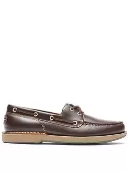 Image of Rockport Ports Of Call Boat Shoe, Dark Brown, Size 10, Men