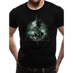 Image of Crimes Of Grindelwald - Deathly Hallows Split Unisex X-Large T-Shirt - Black