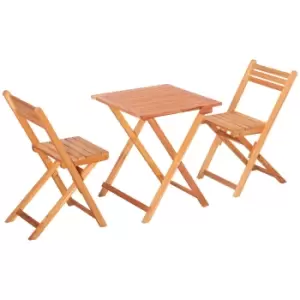 image of Outsunny 3pc Garden Bistro Set Folding Outdoor Chairs And Table Set Teak