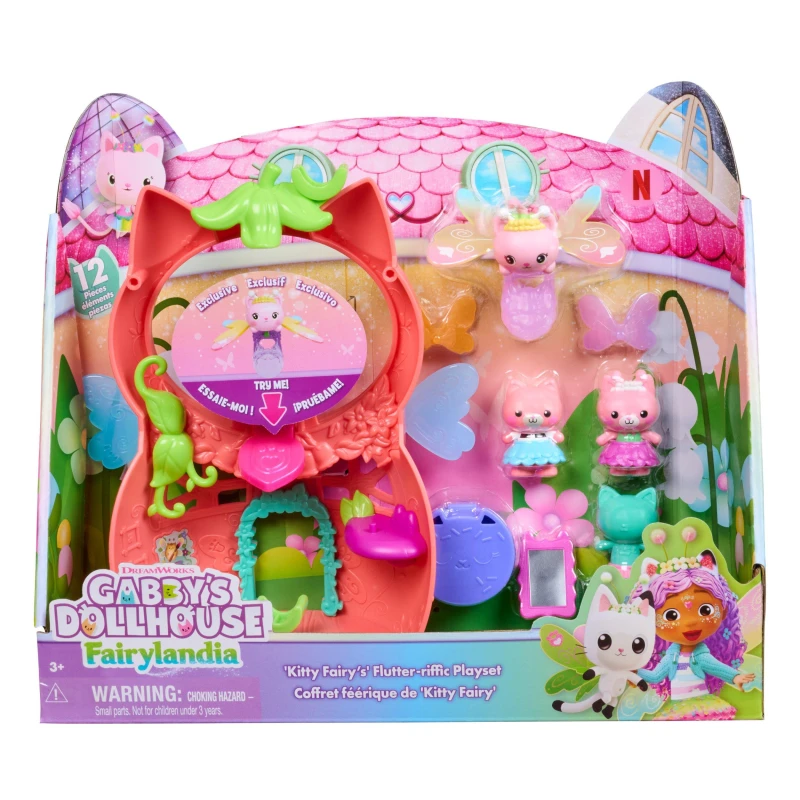 Image of Gabbys Dollhouse Gabbys Dollhouse Kitty Fairys Flutter-riffic Playset Multi female One Size