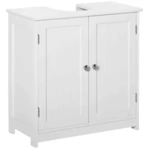 image of Kleankin 60X60Cm Under-sink Storage Cabinet W/ Adjustable Shelf White