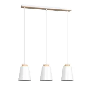 Bolero White Bar Pendant Ceiling Light 3x E27