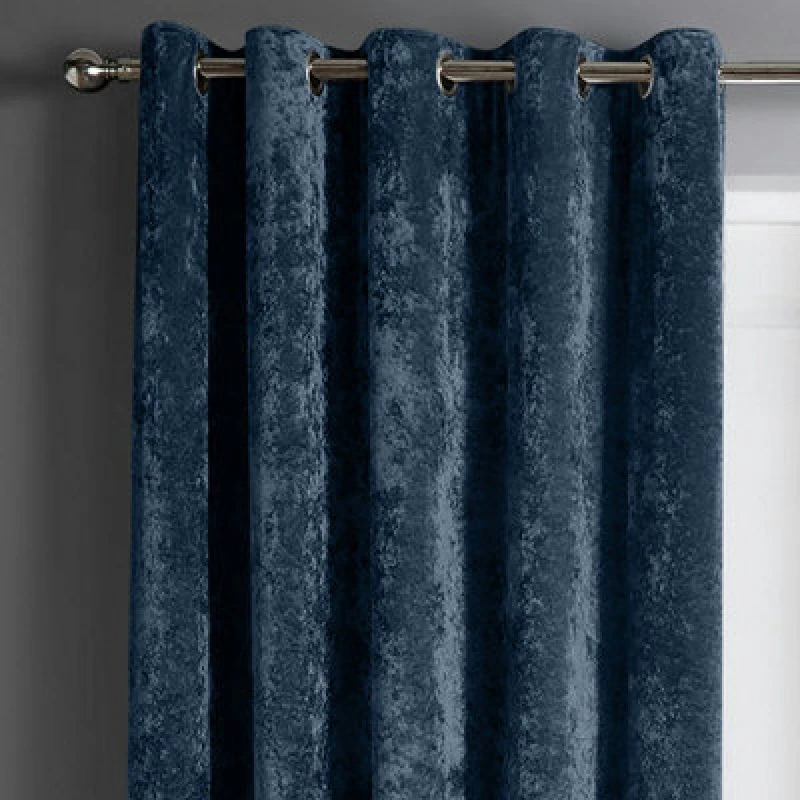 Image of Intimates Crushed Velvet Ready Made Eyelet Curtains - Navy