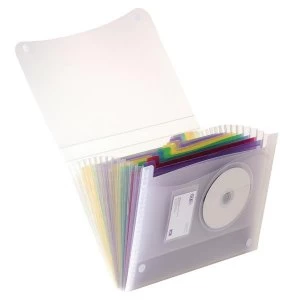Image of Elba A4 Expanding File 13 Part Press stud Polypropylene Coloured Tabs Clear Single