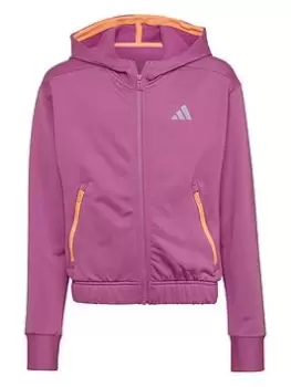 Image of adidas Junior Girls 3 Cold Ready Training Icons Zip Through Hoody, Bright Purple, Size 14-15 Years, Women