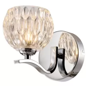 image of Modern Single Wall Light with On and Off Switch and Polished Chrome Finish