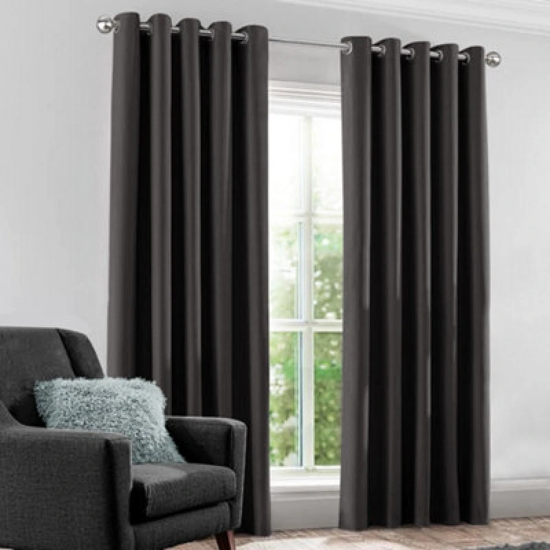 Image of Velosso Modern Blackout Curtains - Ring Top, Light Blocking, Thermal & Privacy Drapes - Perfect For Bedroom & Living Room - Charcoal