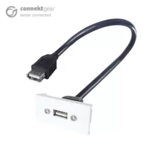 image of CONNEkT Gear 0.35m AV Snap-In USB 2 Type A Module 25 x 50mm -...