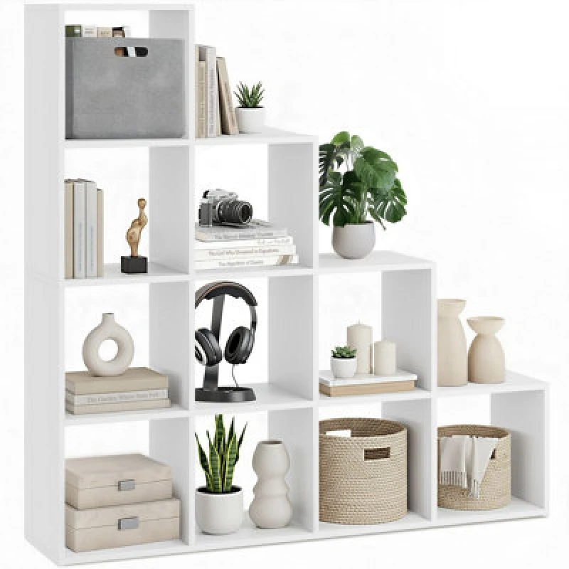 Image of Tectake Bookshelf Talisa - 10 Shelving Compartments In Cube Design - White