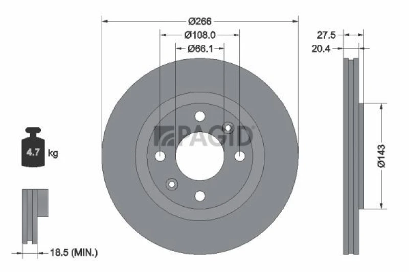 Image of Brake disc PAGID 52511NC