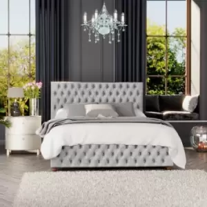 Image of Seren Ottoman Storage Bed, Mirazzi Velvet, Silver Small Double - Laurence Llewelyn-bowen