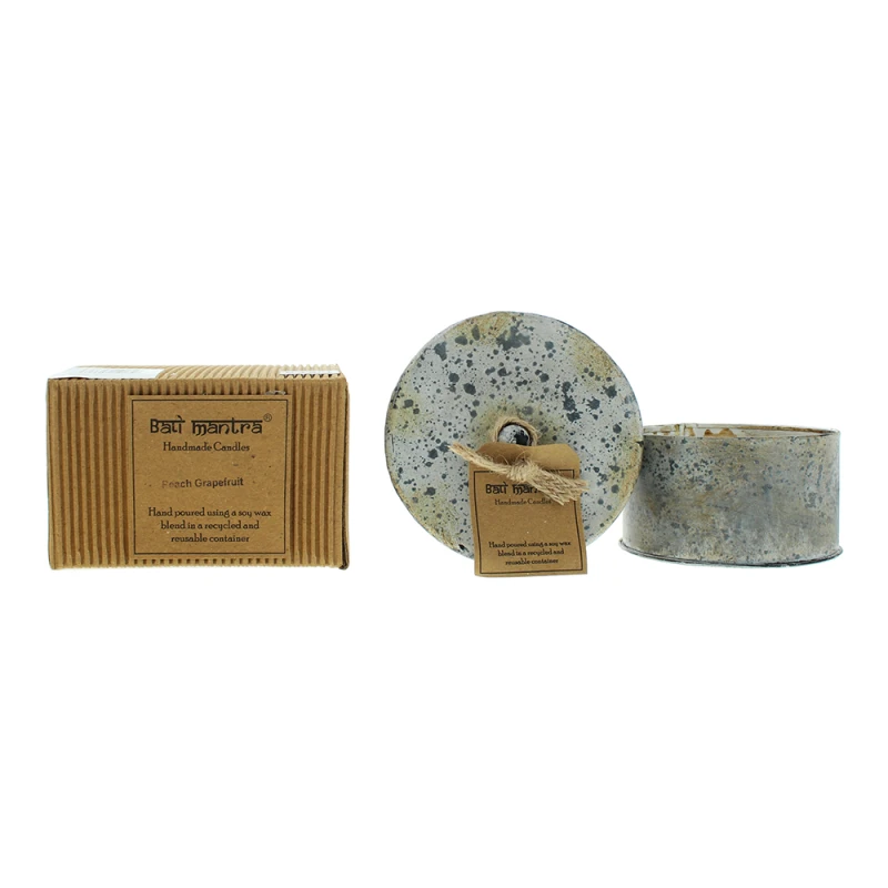 Image of Bali Mantra Victorian Tin Round Peach Grapefruit Candle 280g