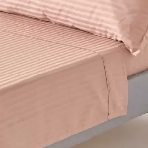 Image of Taupe Beige Egyptian Cotton Satin Stripe Flat Sheet 330 Thread Count, Super King - Beige - Beige - Homescapes