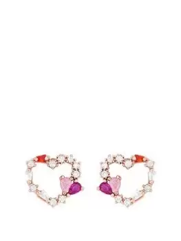 Image of Jon Richard Rose Gold Plated Cubic Zirconia Open Heart Earrings