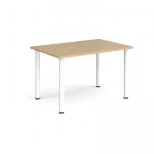 image of Rectangular white radial leg meeting table 1200mm x 800mm - kendal oak