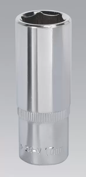 Image of Genuine SEALEY SP3817D WallDrive® Socket 17mm Deep 3/8Sq Drive Fully Polished