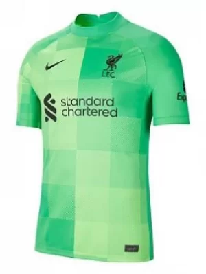 Image of Nike Liverpool Fc Mens 21/22 Home Goalkeeper Short Sleeved Shirt, Green Size M Men